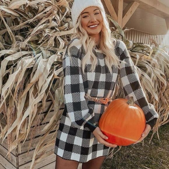 LPA Floyd Buffalo Check Sweater Dress S - Picture 1 of 7